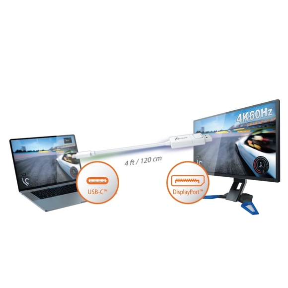 j5Create USB Type-C to 4K/60 Ultra HD DisplayPort Cable JCA141 4 ft. Cable NEW - Picture 6 of 7